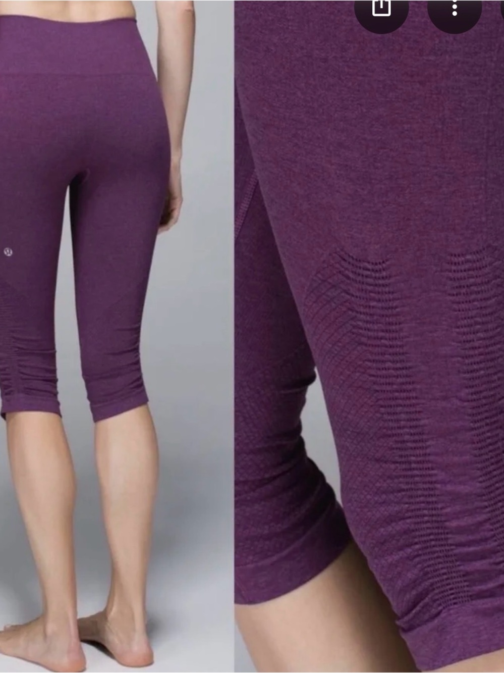 Lululemon Womens Size 4 Purple In The Flow Ruched Cropped Leggings